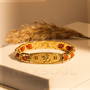 Gold Plated Om Rudraksha Bracelet for Men - Nexsoul