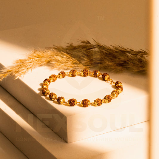 Gold Plated Classic Rudraksha Bracelet for Men