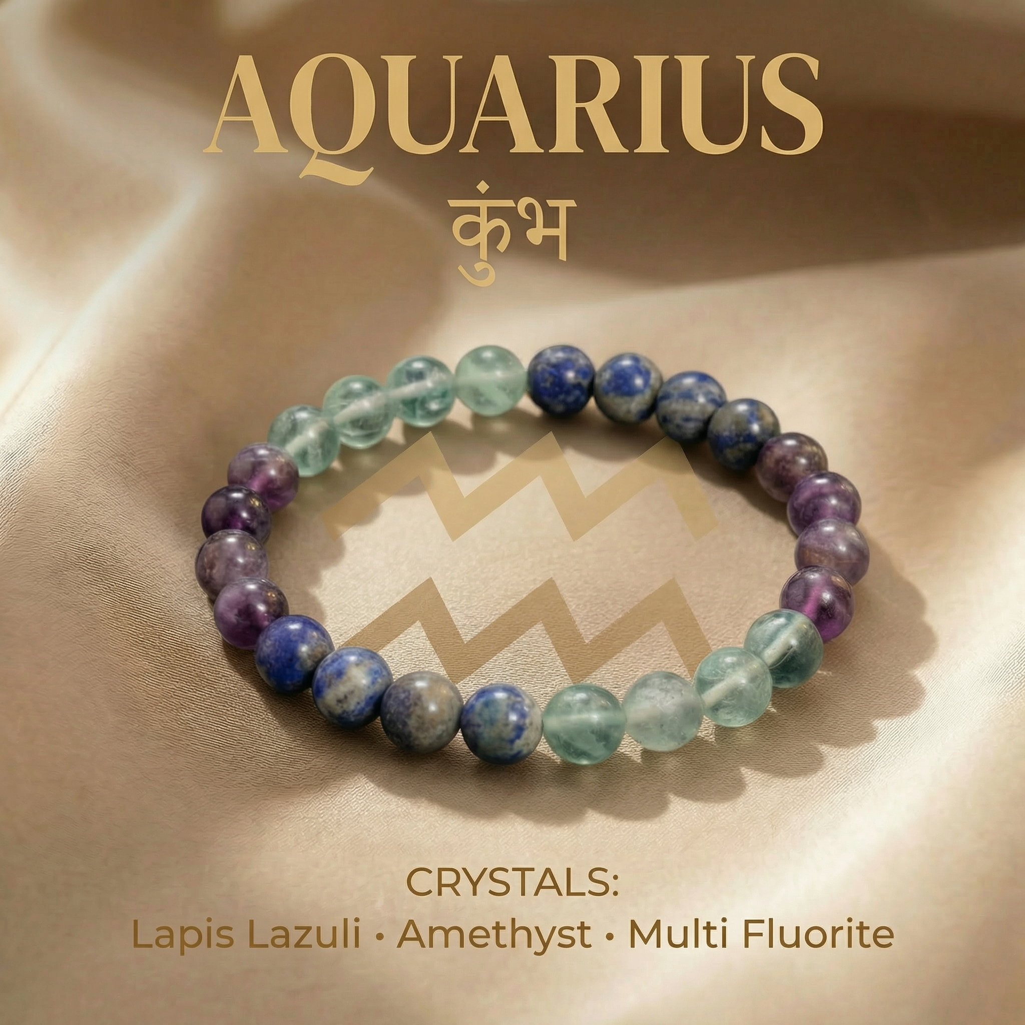 Aquarius (कुंभ राशि) Zodiac Crystal Bracelet