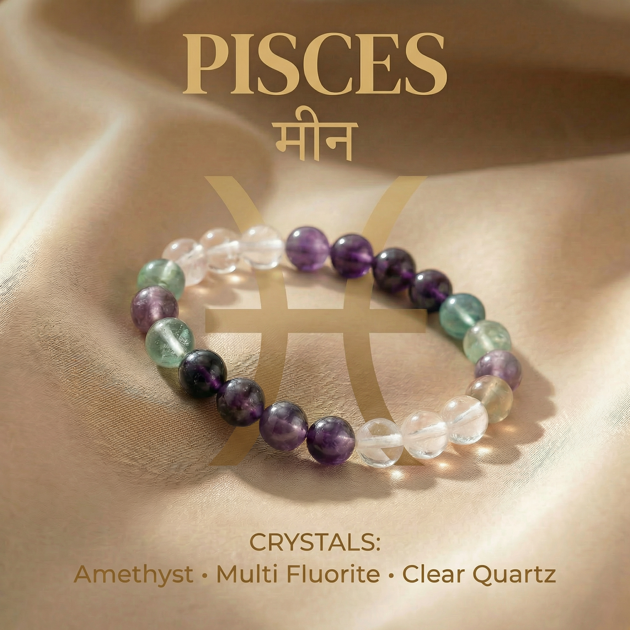 Pisces (मीन राशि) Zodiac Crystal Bracelet