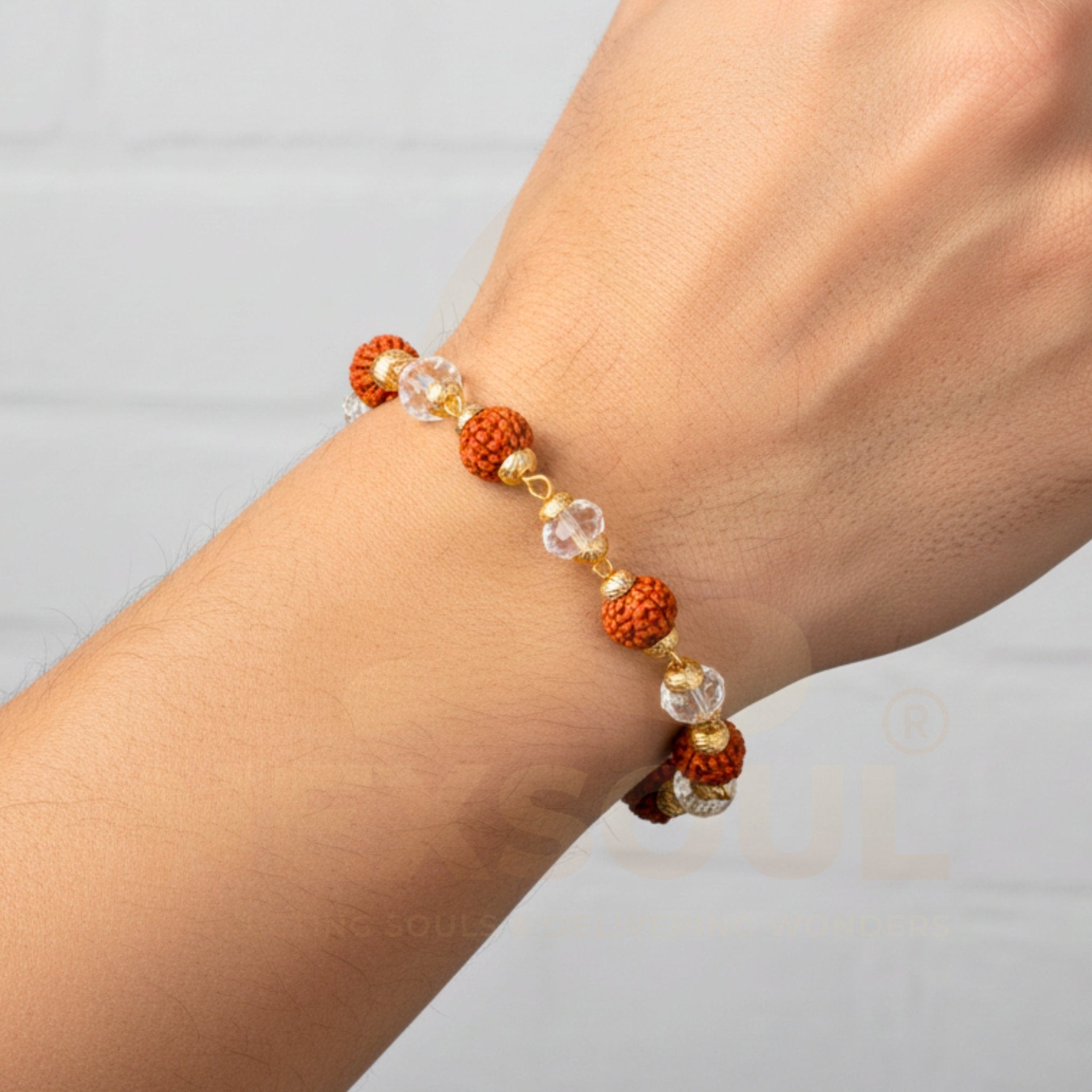 Gold Plated Edge Rudraksha Bracelet - Nexsoul