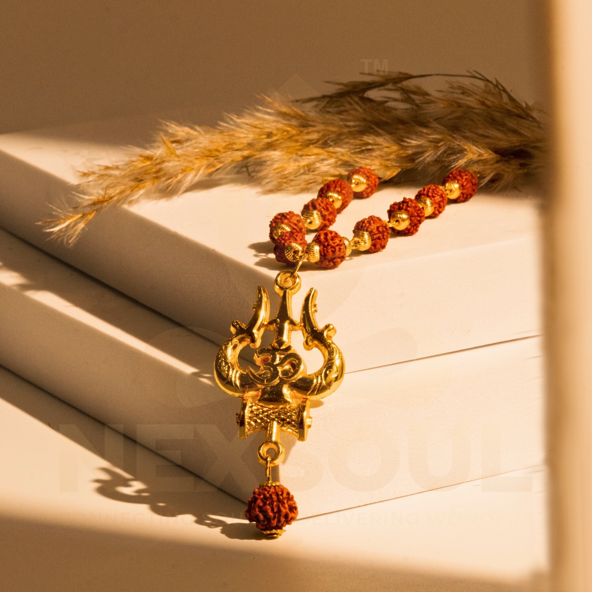 Gold Plated Om Rudraksha Mala - Nexsoul